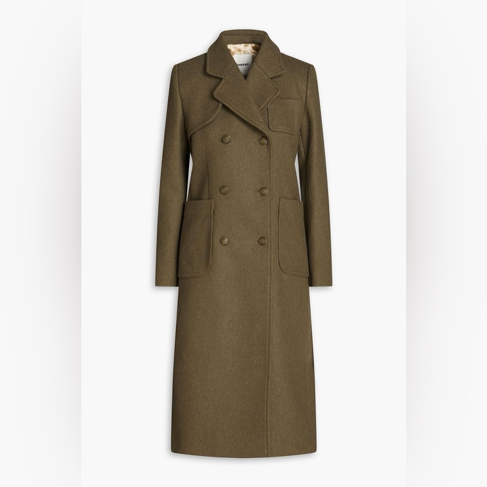 Sandro LE Khaki Women’s Wool Coat (Size 36, US 2-4 or S).